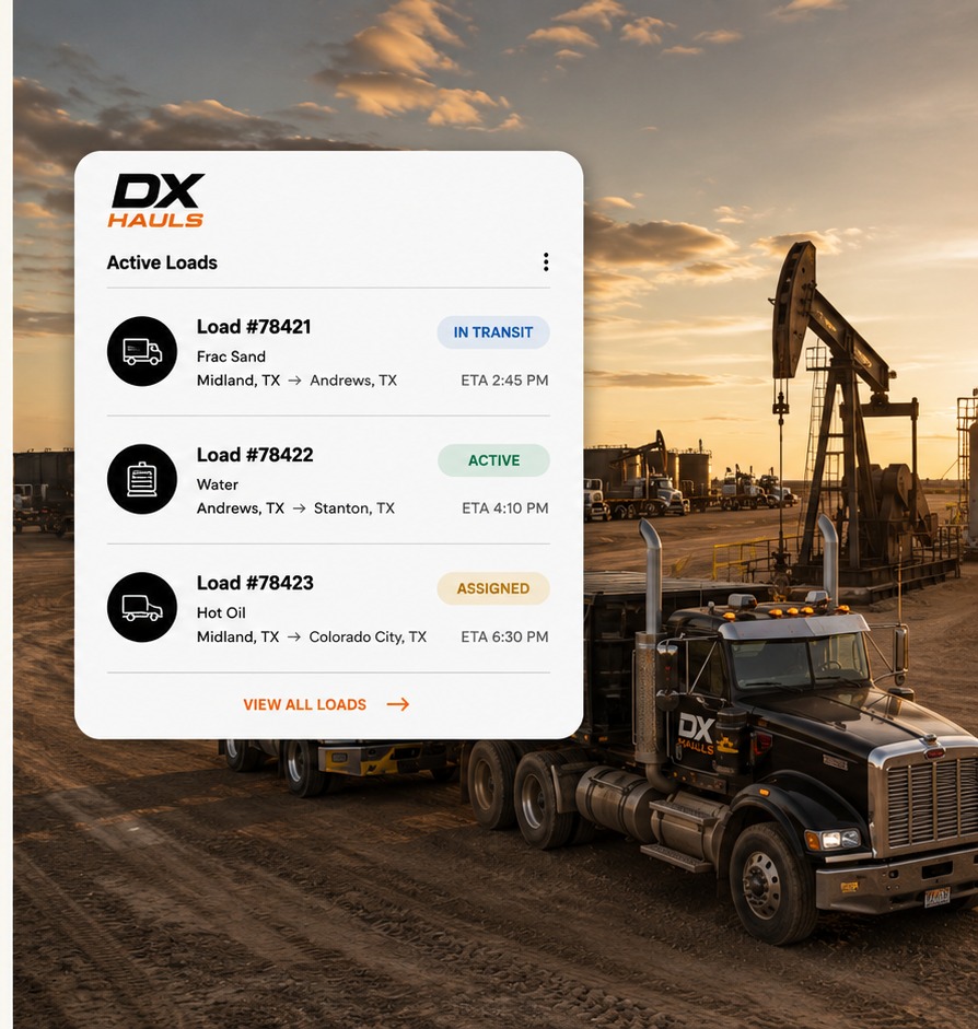 DX Hauls field operations and load visibility concept